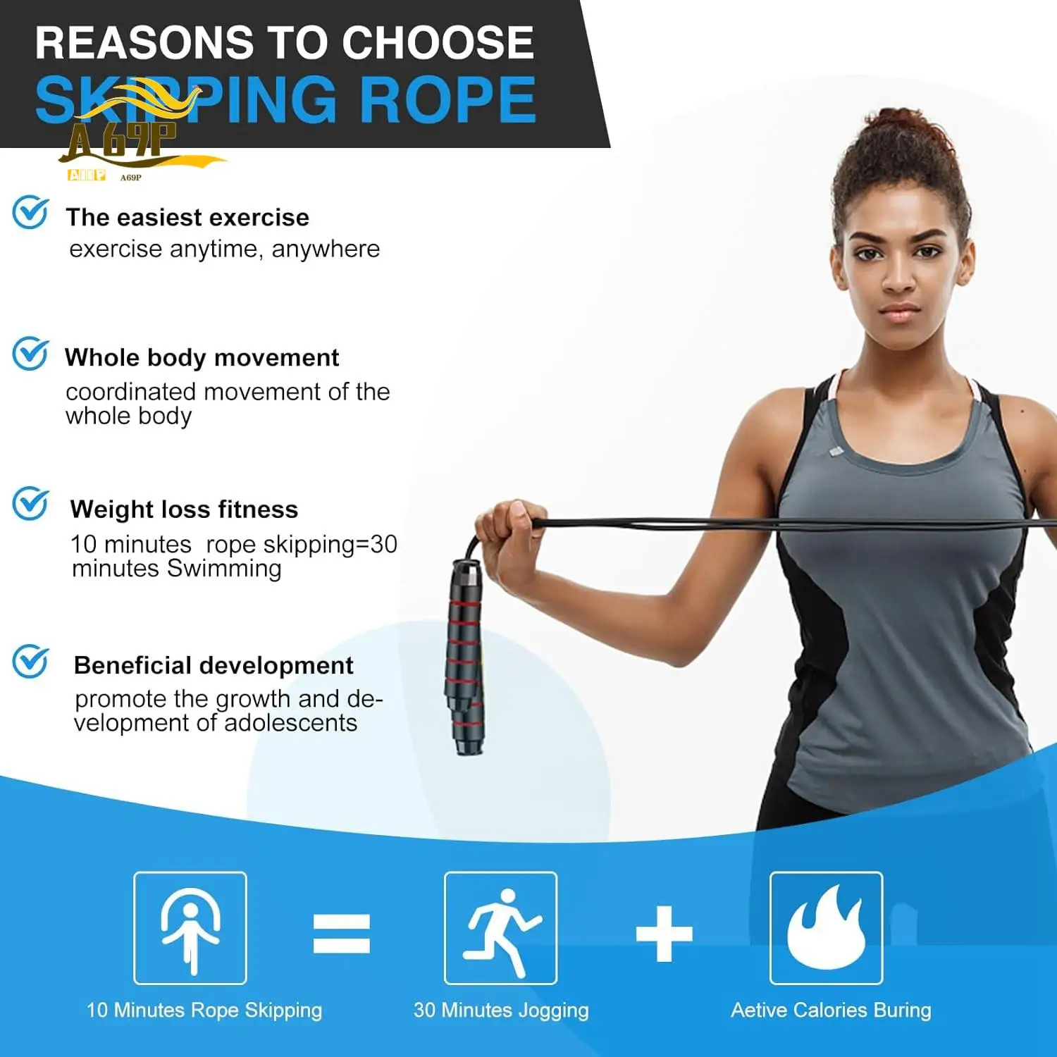 A69P-Adjustable Skipping Rope,Tangle-Free Rapid Speed Jumping Rope For Cardio, Endurance Training
A69P-Adjustable Skipping Rope,Tangle-Free Rapid Speed Jumping Rope For Cardio, Endurance Training