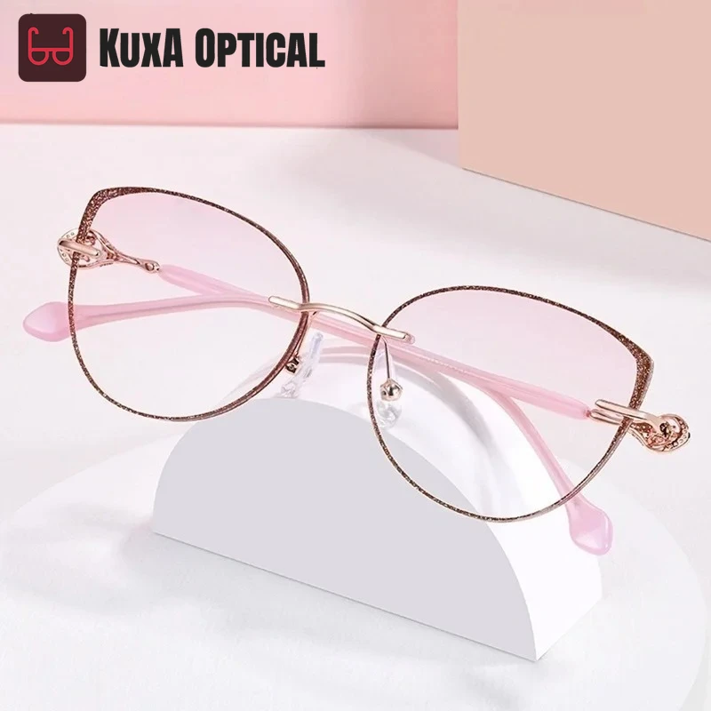 Women Cat Eye Rimless Eyeglass Titanium Gradient Color Lens Elegant Prescription Glasses Lady Diamonds Glasses Transparent Glass
Women Cat Eye Rimless Eyeglass Titanium Gradient Color Lens Elegant Prescription Glasses Lady Diamonds Glasses Transparent Glass