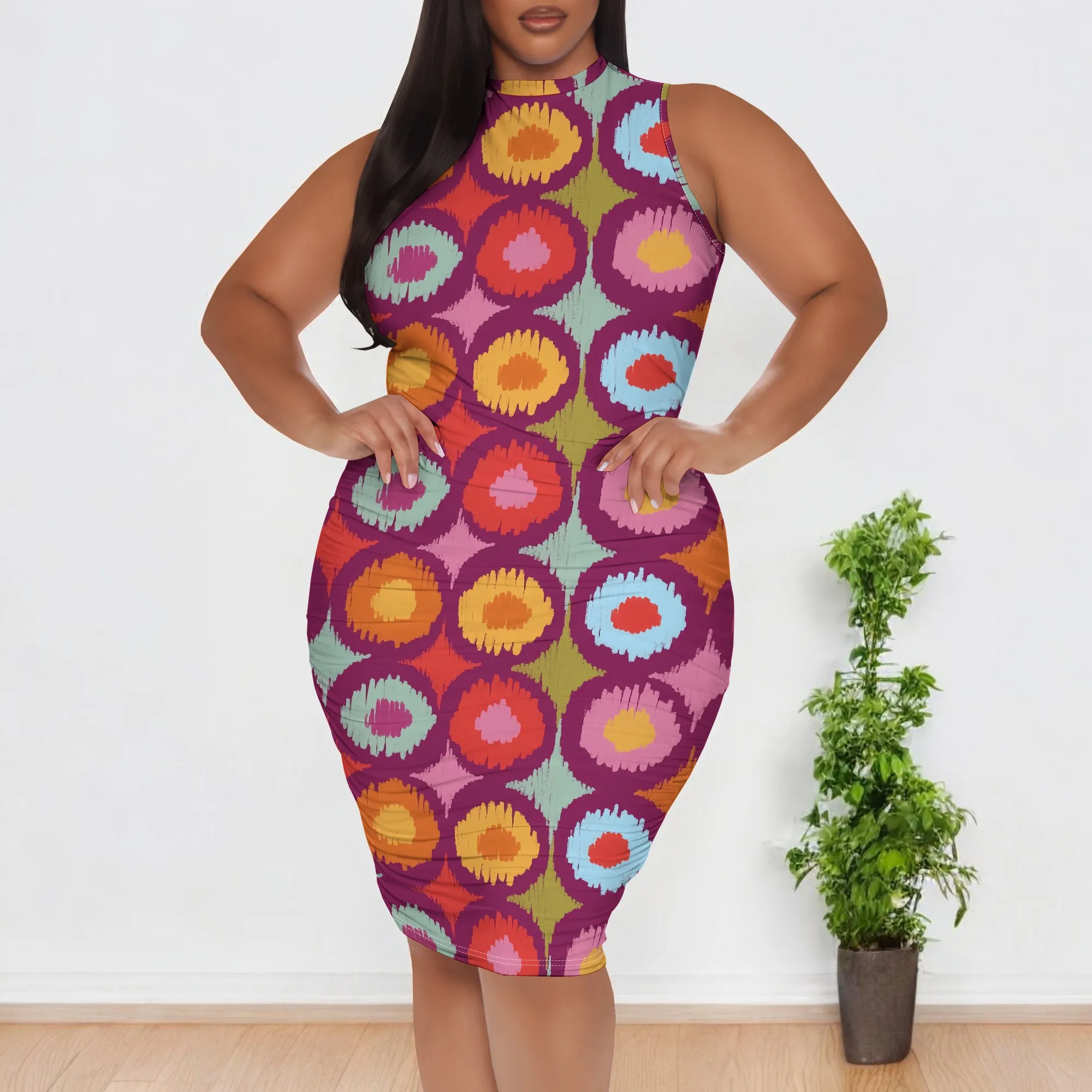 Women's XL-6XL Circular Pattern Midi Dress 2025 Ethnic Inspired Sleeveless Bodycon for Party, Brunch or Streetwear
Women's XL-6XL Circular Pattern Midi Dress 2025 Ethnic Inspired Sleeveless Bodycon for Party, Brunch or Streetwear