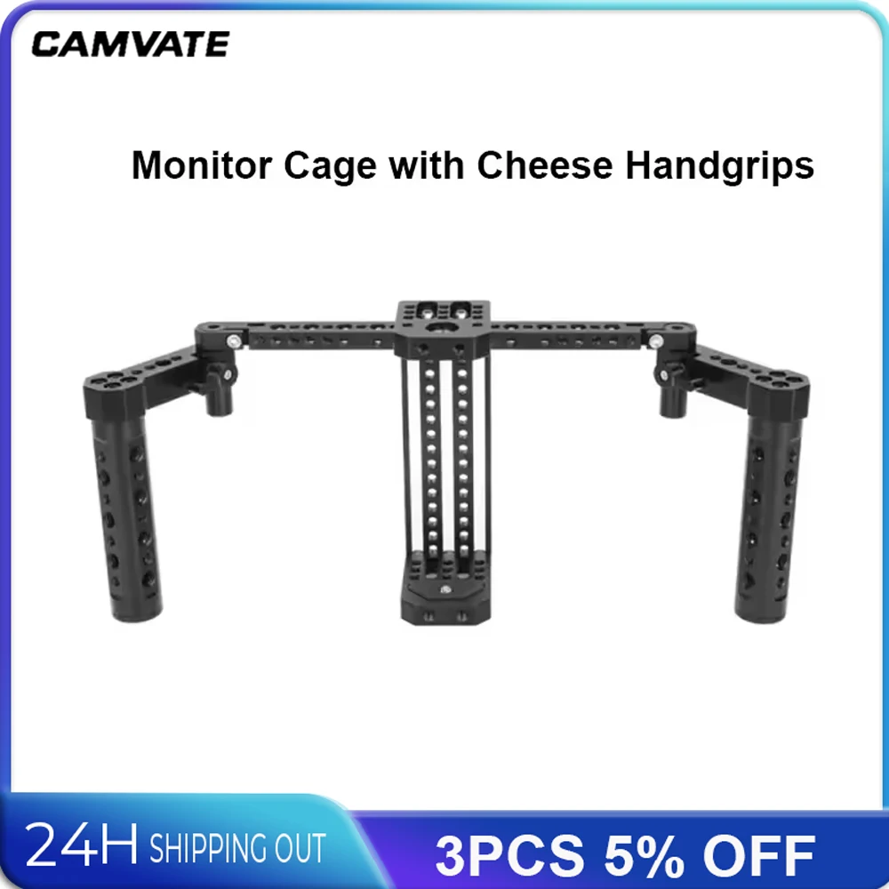 CAMVATE Monitor Cage with Height Adjustable Cheese Plate-Style Handgrips For 5 and 7" On-Camera Monitors Cage
CAMVATE Monitor Cage with Height Adjustable Cheese Plate-Style Handgrips For 5 and 7" On-Camera Monitors Cage