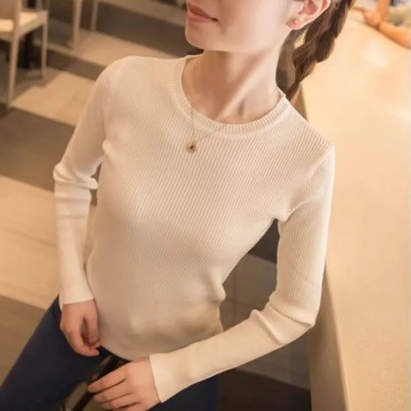 Knitted Sweater Women Pullovers New Slim Long Sleeve O-Neck Knit Sweater Pullover Women Tops Sueters De Mujer Knitwears Q3611
Knitted Sweater Women Pullovers New Slim Long Sleeve O-Neck Knit Sweater Pullover Women Tops Sueters De Mujer Knitwears Q3611