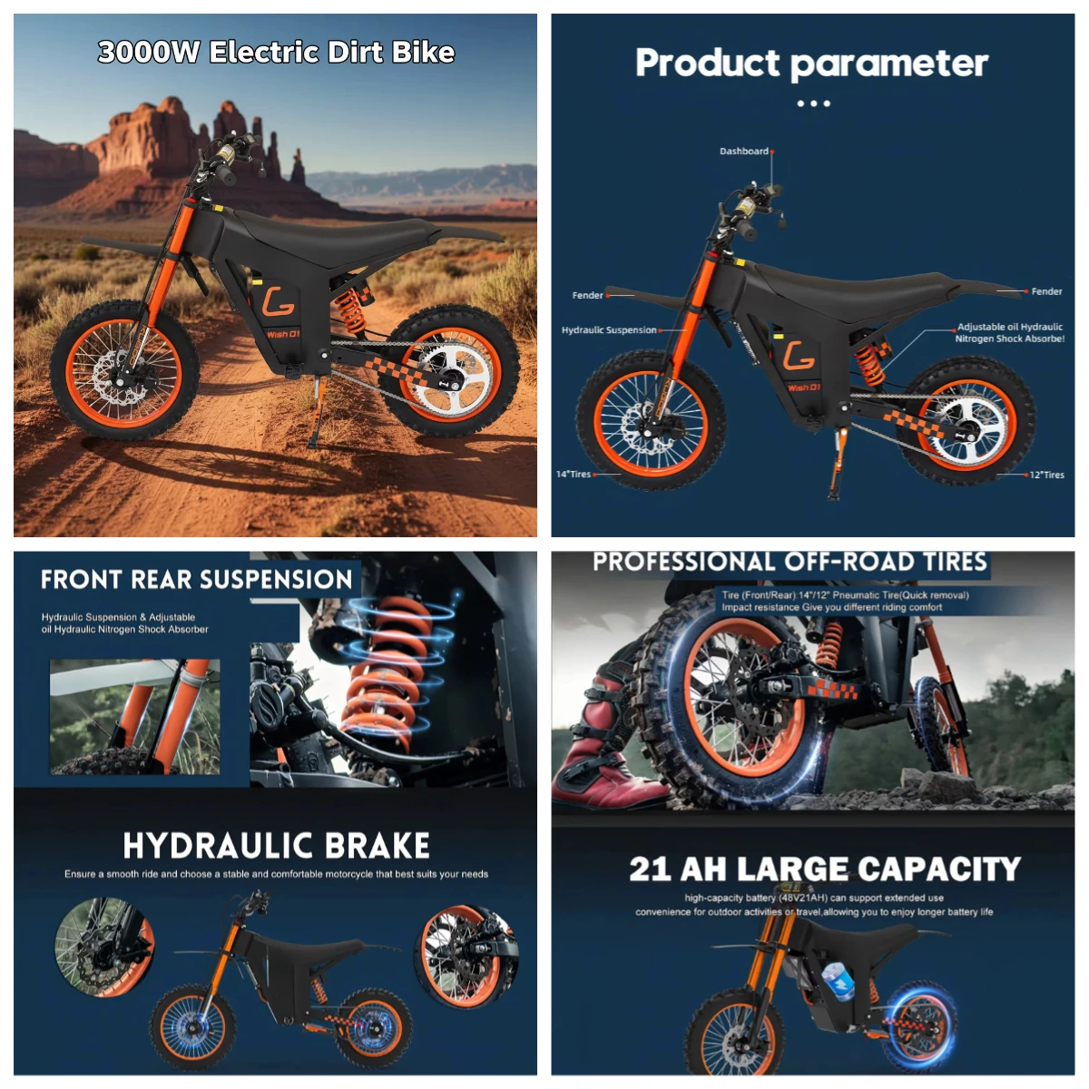 3000W Brushless Fat Tire E-Mountain Bike 48V 5 Speed Hard Frame Off-Road Pedal Assist for Adults
3000W Brushless Fat Tire E-Mountain Bike 48V 5 Speed Hard Frame Off-Road Pedal Assist for Adults