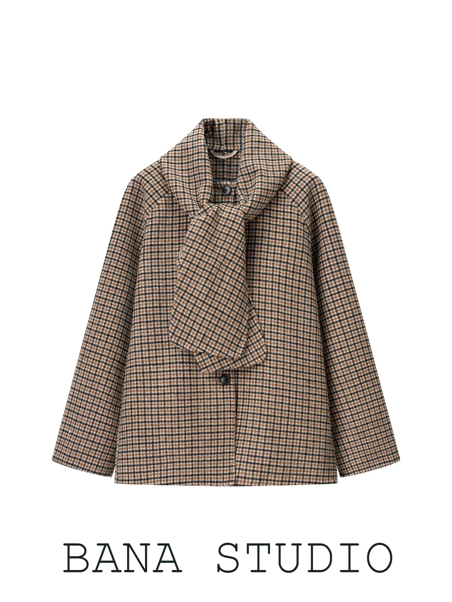 BANA Retro Plaid Scarf Collar Double-Faced Woolen Coat Women's Mid-Length Outerwear Vintage Style Long Sleeve Straight Cut
BANA Retro Plaid Scarf Collar Double-Faced Woolen Coat Women's Mid-Length Outerwear Vintage Style Long Sleeve Straight Cut