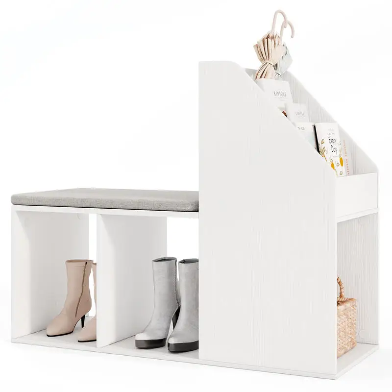 Shoe Storage Bench with Removable Seat Cushion and 6 Storage Compartments-White
Shoe Storage Bench with Removable Seat Cushion and 6 Storage Compartments-White