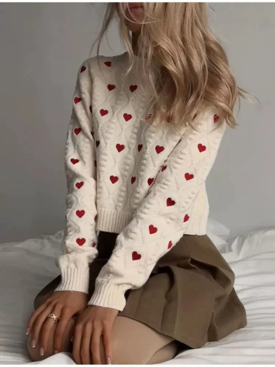 Женский свитер с принтом сердца, дизайн Love Twist, трикотаж Sweet Sle, круглый Ne Long Sve, свободный крой, осенне-зимний свитер
Женский свитер с принтом сердца, дизайн Love Twist, трикотаж Sweet Sle, круглый Ne Long Sve, свободный крой, осенне-зимний свитер