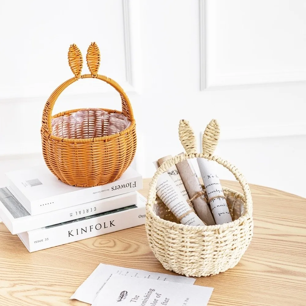 Cartoon Rabbit Ear Storage Basket Multifunctional with Handles Egg Gathering Ornaments Hand Woven Basket Easter Festival Gift
Cartoon Rabbit Ear Storage Basket Multifunctional with Handles Egg Gathering Ornaments Hand Woven Basket Easter Festival Gift