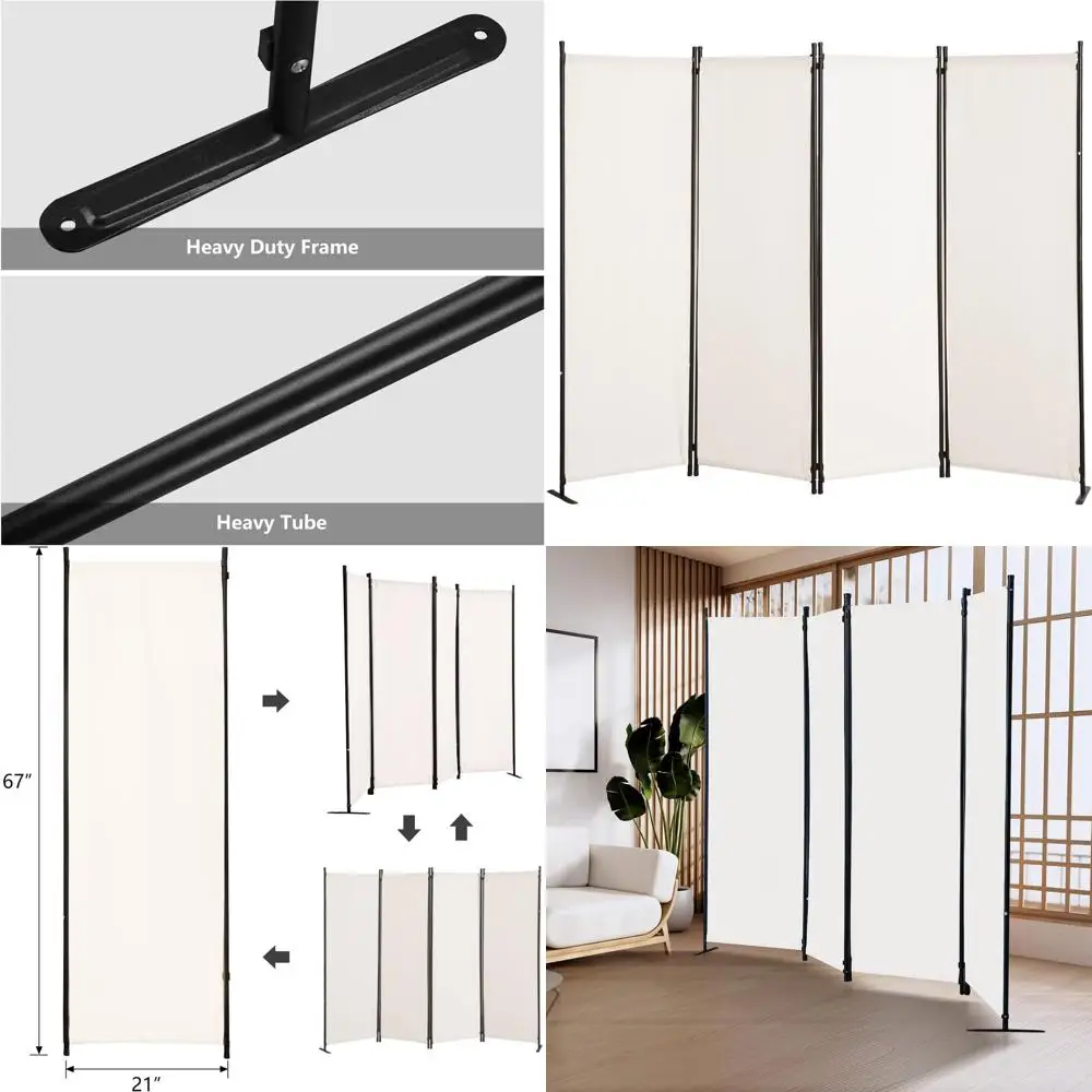 Передвижная белая ширма-перегородка из 4 секций для обеспечения приватности в общежитиях и студиях
Передвижная белая ширма-перегородка из 4 секций для обеспечения приватности в общежитиях и студиях