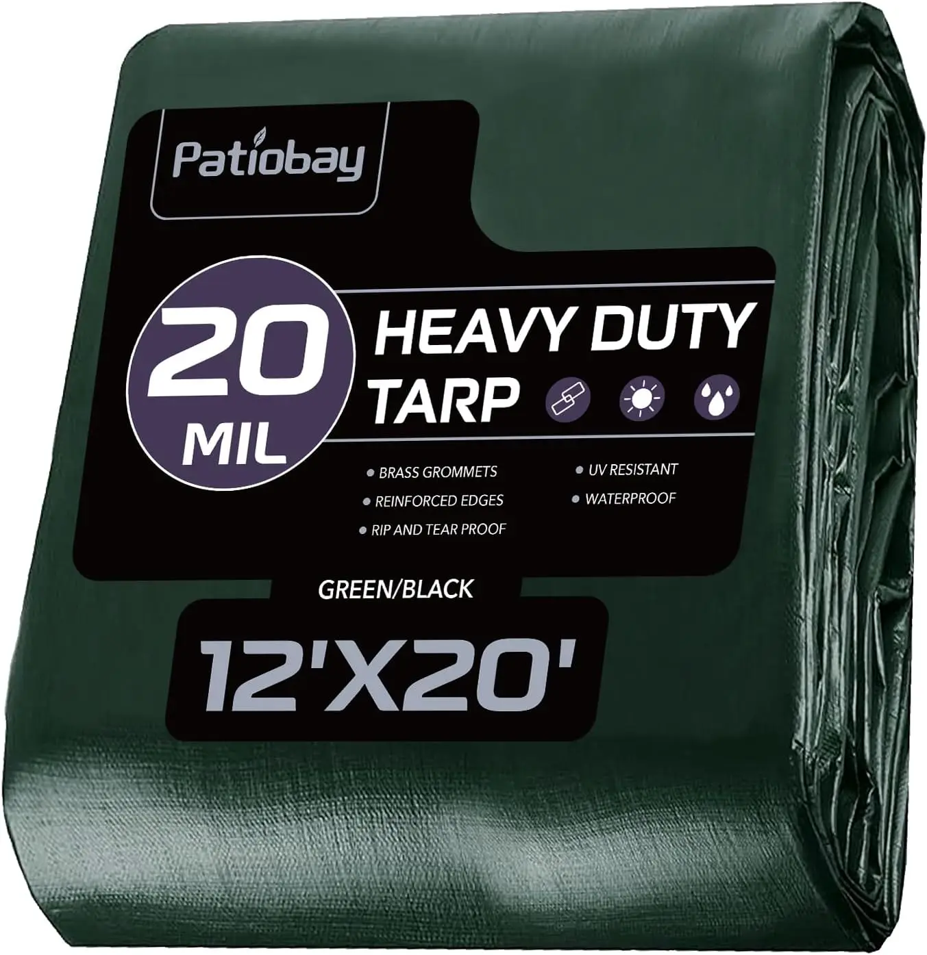 20 Mil Heavy Duty Waterproof Tarp 12x20 ft with Brass Grommets, UV Resistant, Reinforced Edges for Outdoor Camping Pool
20 Mil Heavy Duty Waterproof Tarp 12x20 ft with Brass Grommets, UV Resistant, Reinforced Edges for Outdoor Camping Pool