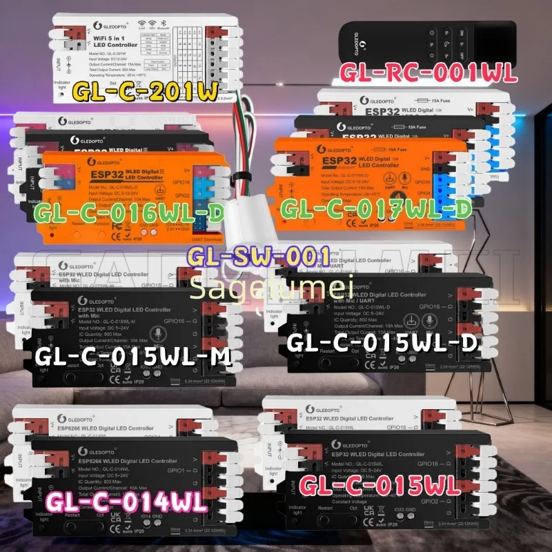 ESP32 WLED LED Controller Mic Music RGB IC Digital Lights Addressable String Lighting For WS2811 WS2812B WS2815 SK6812 GLEDOPTO 
ESP32 WLED LED Controller Mic Music RGB IC Digital Lights Addressable String Lighting For WS2811 WS2812B WS2815 SK6812 GLEDOPTO