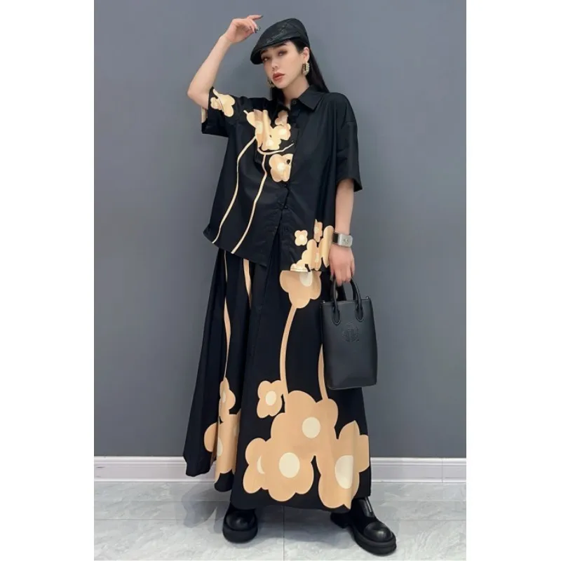 2024 Summer New Fashion Print Dress Set Women Short Sleeved Shirt + Large Hem Skirt Two Piece Set Loose Size LX1593
2024 Summer New Fashion Print Dress Set Women Short Sleeved Shirt + Large Hem Skirt Two Piece Set Loose Size LX1593