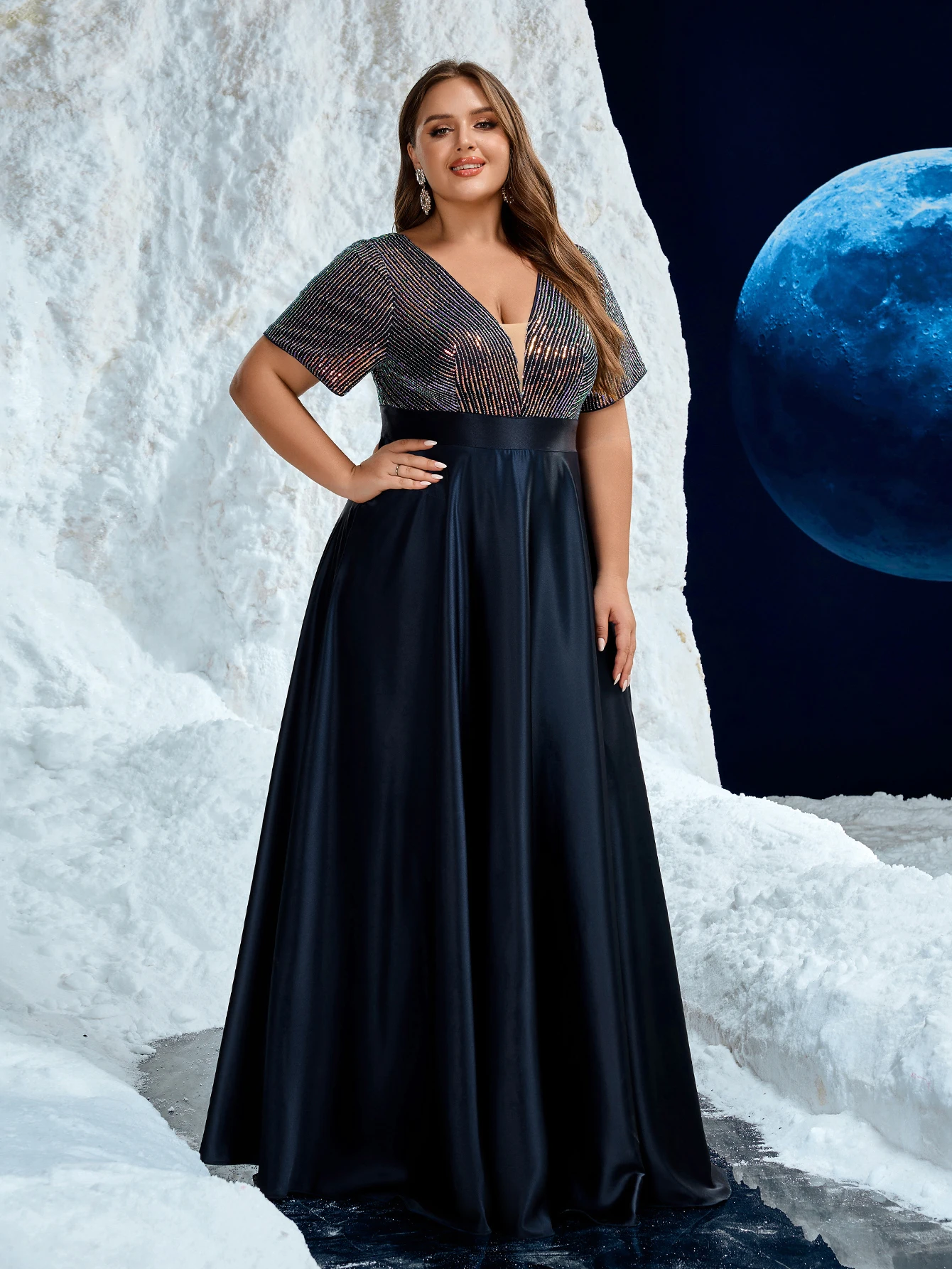 Unithorse Plus женское атласное вечернее платье с v-образным вырезом и блестками в стиле пэчворк
Unithorse Plus женское атласное вечернее платье с v-образным вырезом и блестками в стиле пэчворк