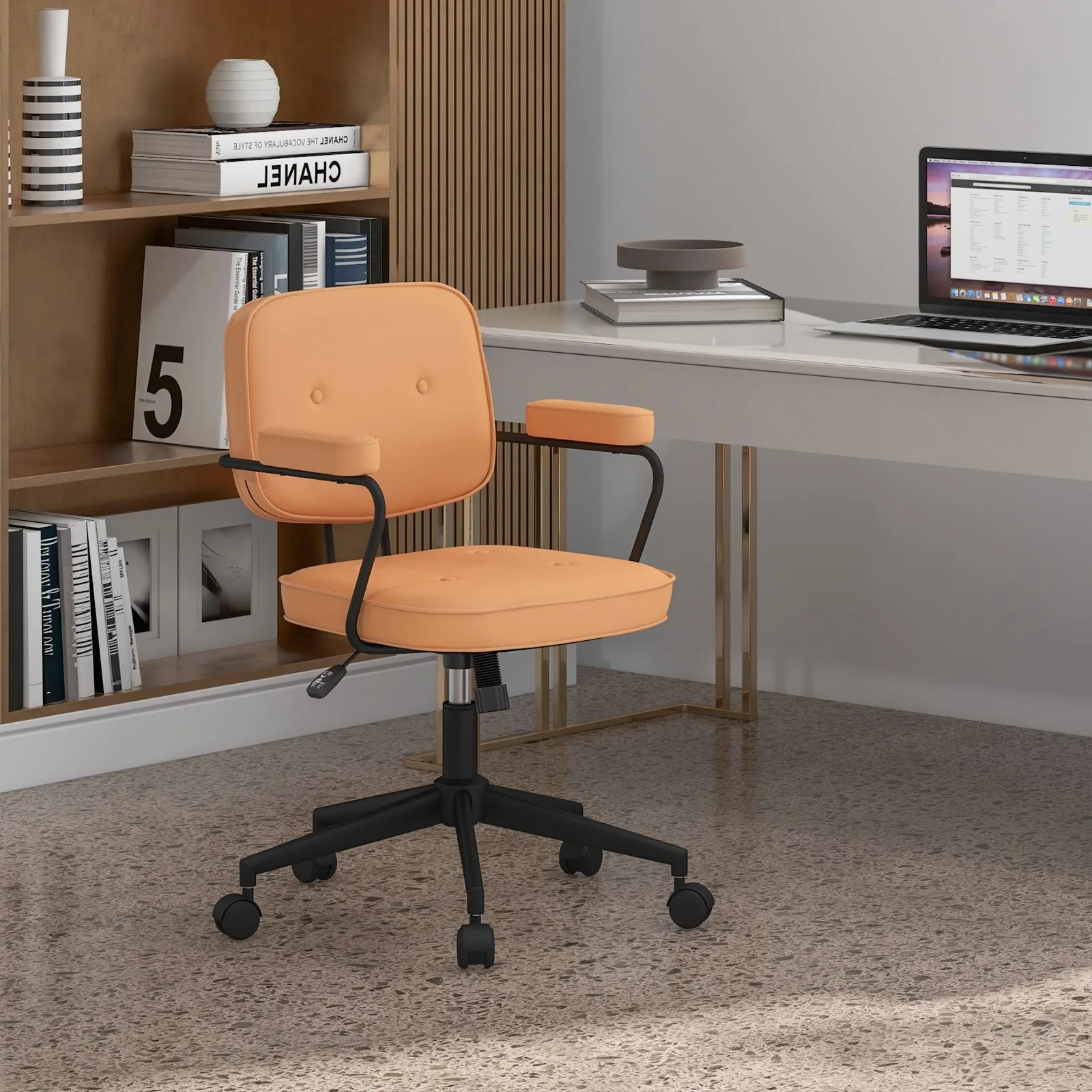 Adjustable PU Leather Office Chair Swivel Leisure Desk Chair w/ Armrest
Adjustable PU Leather Office Chair Swivel Leisure Desk Chair w/ Armrest