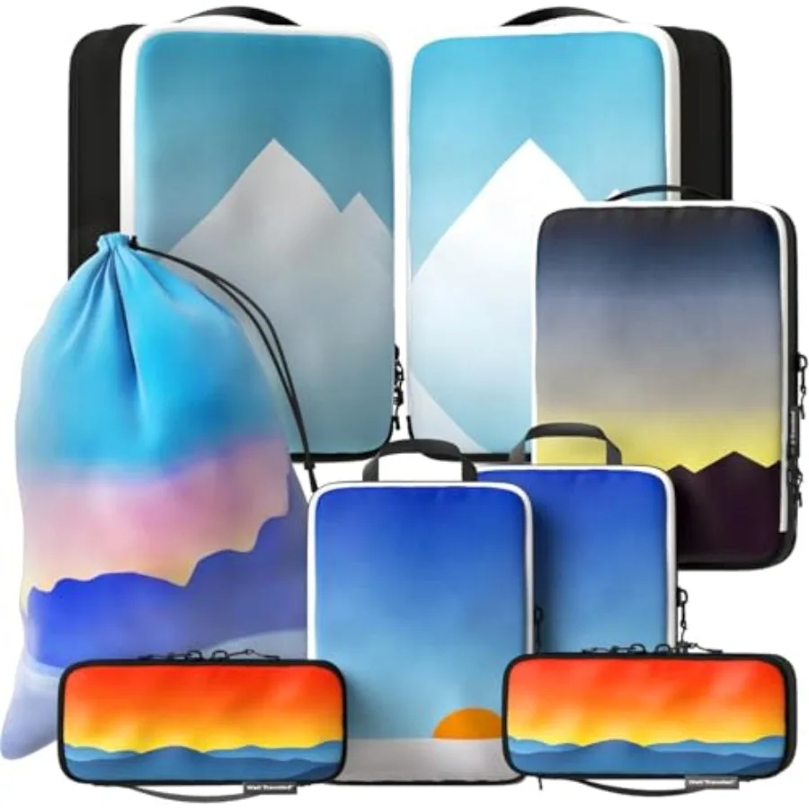 8 pcs Compression Packing Bags Cubes Set with HybridMax Double-Capacity Design - Packing Cubes for Travel Compression to Maximi
8 pcs Compression Packing Bags Cubes Set with HybridMax Double-Capacity Design - Packing Cubes for Travel Compression to Maximi