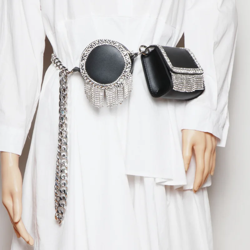 Pu Leather Black Rhinestones Mini-bag Long Belt Personality Women New Fashion Tide All-match Spring Autumn 2025 
Pu Leather Black Rhinestones Mini-bag Long Belt Personality Women New Fashion Tide All-match Spring Autumn 2025