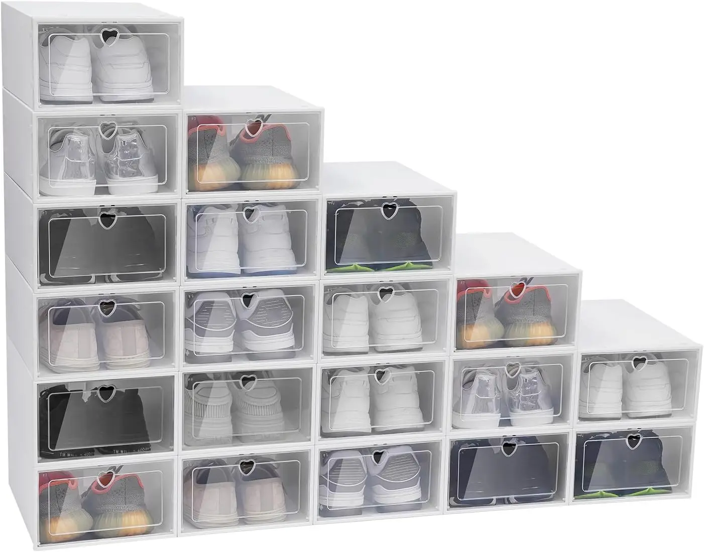 20 Pack Clear Shoe Box Plastic Stackable, Flip-top shoe boxes Space-Saving Design Shoe Containers Easy Assembly, For Closet