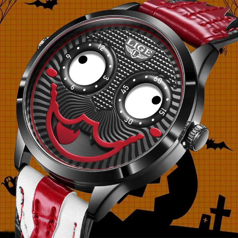 Новые модные креативные кварцевые мужские часы LIGE, повседневные спортивные кожаные часы специального дизайна с фазой Луны, водонепроницаемые часы для мужчин, часы-клоун
Новые модные креативные кварцевые мужские часы LIGE, повседневные спортивные кожаные часы специального дизайна с фазой Луны, водонепроницаемые часы для мужчин, часы-клоун