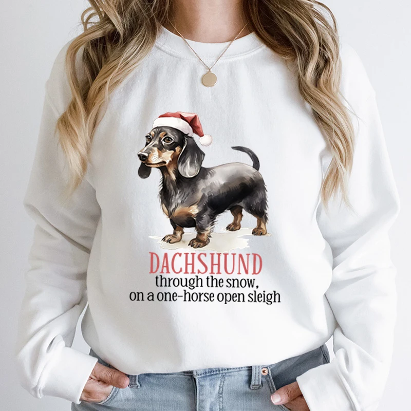 Funny Christmas Dachshund Print Round Neck Sweatshirt Women Autumn And Winter Christmas Tops Pure Color Ladies Hoodless Pullover
Funny Christmas Dachshund Print Round Neck Sweatshirt Women Autumn And Winter Christmas Tops Pure Color Ladies Hoodless Pullover