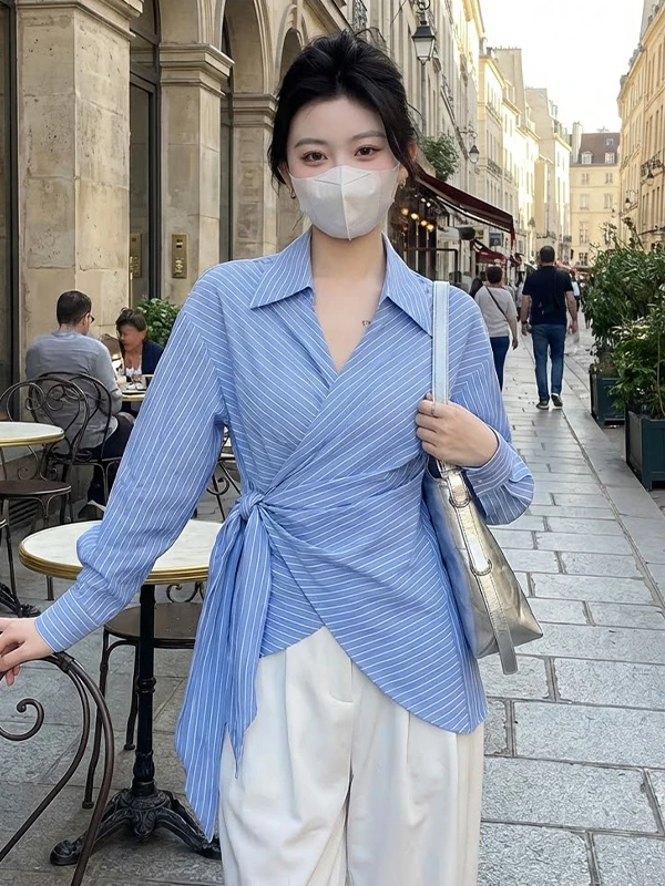 Unique Beautiful Belted Long Sve irt Women's Spring 2026 New Sle Casual Loose Fit Slimming Striped Patterned Top
Unique Beautiful Belted Long Sve irt Women's Spring 2026 New Sle Casual Loose Fit Slimming Striped Patterned Top