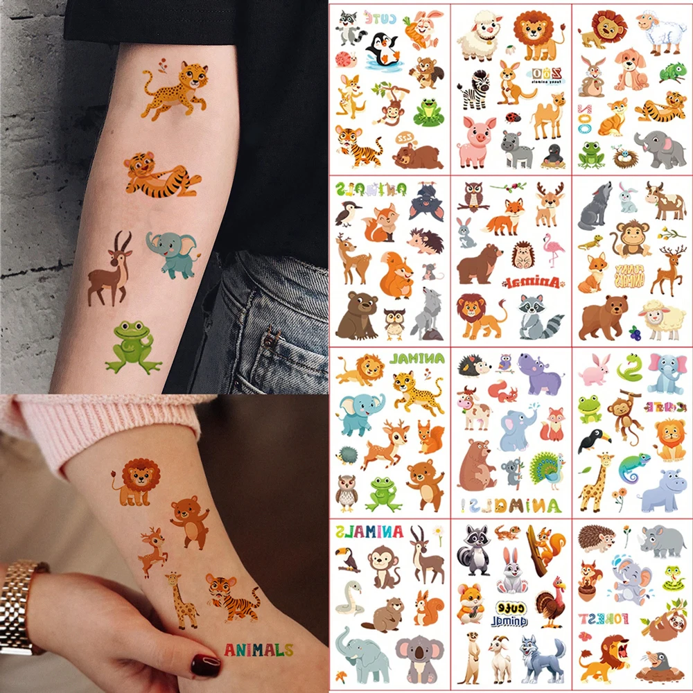 12 Sheets Animal Tattoo Stickers Penguin Kangaroo Monkey Lion Hand Tattoo Body Stickers Waterproof Temporary Cartoon Fake Tattoo
12 Sheets Animal Tattoo Stickers Penguin Kangaroo Monkey Lion Hand Tattoo Body Stickers Waterproof Temporary Cartoon Fake Tattoo