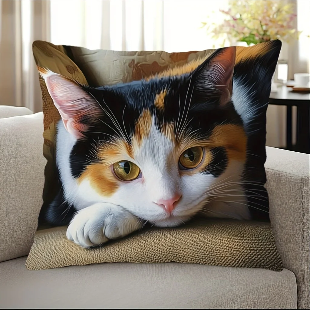 Contemplative Calico Cat Decorative Pillow Cover 18x18 Inch - Contemporary Home Decor with Zipper Closure, Cat Pillow Covers
Contemplative Calico Cat Decorative Pillow Cover 18x18 Inch - Contemporary Home Decor with Zipper Closure, Cat Pillow Covers