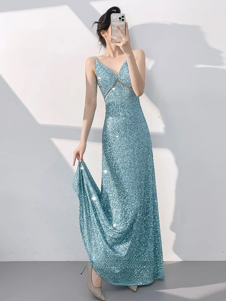 Ele Sequin Evening Gown Women's Sexy Strap Fi Tail Host Dr Luxury mat Long Skirt Korean Sle Wedding Par
Ele Sequin Evening Gown Women's Sexy Strap Fi Tail Host Dr Luxury mat Long Skirt Korean Sle Wedding Par