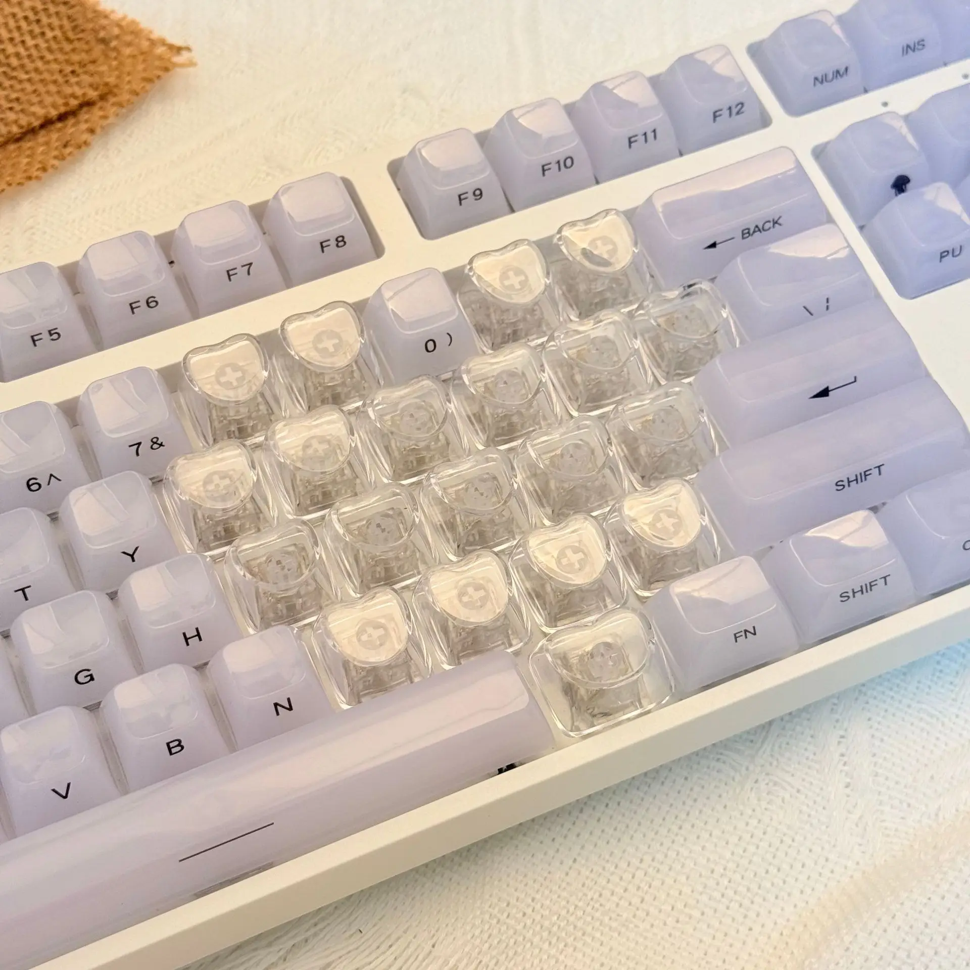 Love white keycap spot cross-border mechanical keyboard 21 keys transparent PC two-color 0EM height DIY supplementary key
Love white keycap spot cross-border mechanical keyboard 21 keys transparent PC two-color 0EM height DIY supplementary key
