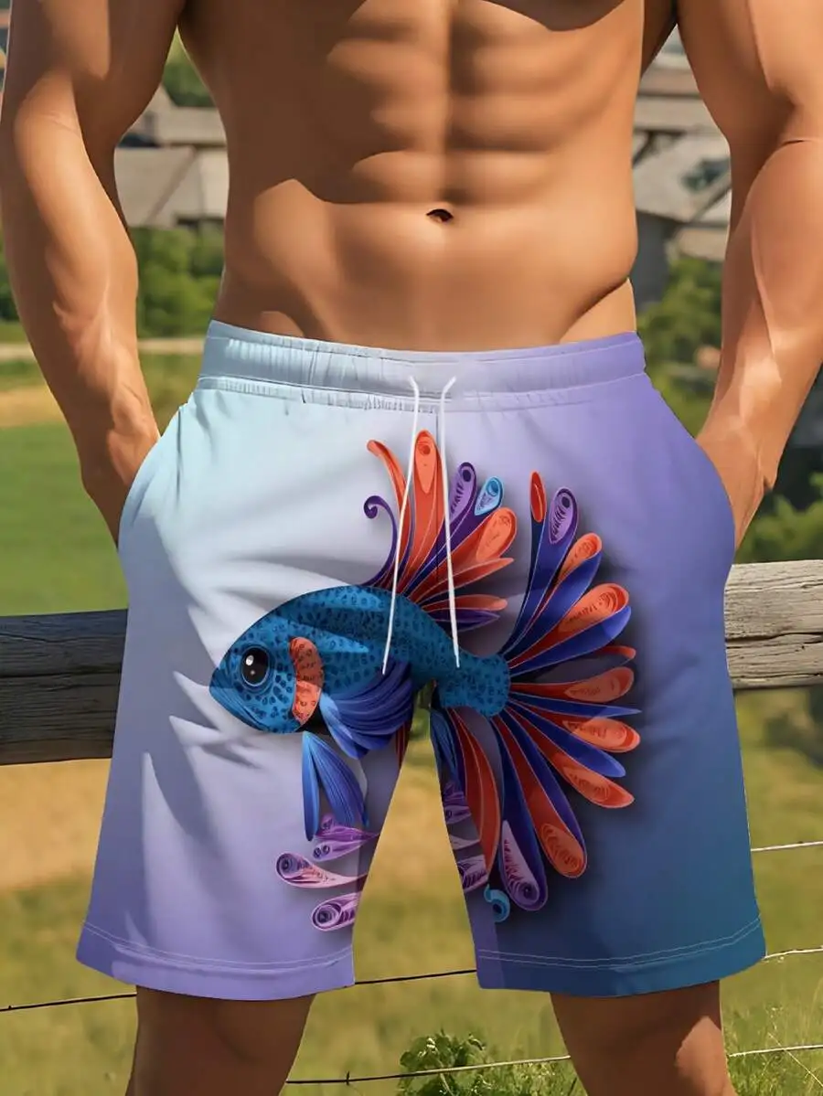 Gradient Purple Blue Swim Trunks With 3D Paper Art Fish Design Mens Beach Shorts
Gradient Purple Blue Swim Trunks With 3D Paper Art Fish Design Mens Beach Shorts