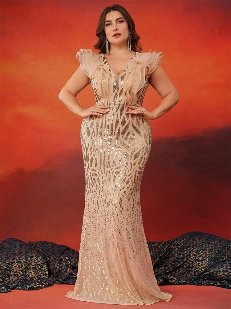 XUIBOL Plus Size Elegant Gold Evening Dress For Women Luxury Long Mermaid Formal Sequins Prom Wedding Party Cocktail Gowns
XUIBOL Plus Size Elegant Gold Evening Dress For Women Luxury Long Mermaid Formal Sequins Prom Wedding Party Cocktail Gowns