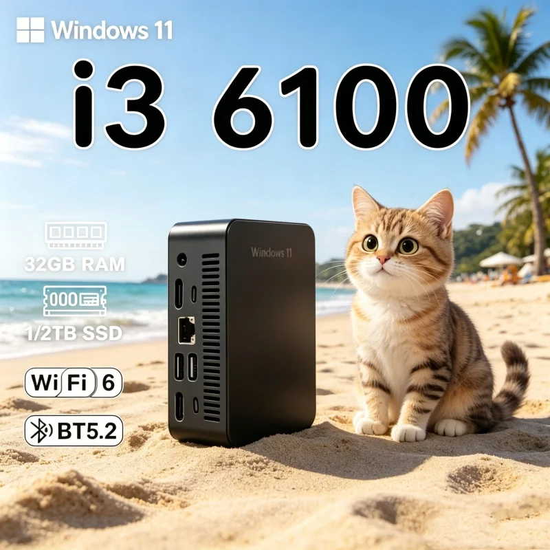 Effulgent 2026 Slender MINI PC Windows 11 Pro Core I3 6100 RAM 1TB SSD WIFI 6 BT5.2 4K HD Lofty Easy Gaming Office
Effulgent 2026 Slender MINI PC Windows 11 Pro Core I3 6100 RAM 1TB SSD WIFI 6 BT5.2 4K HD Lofty Easy Gaming Office