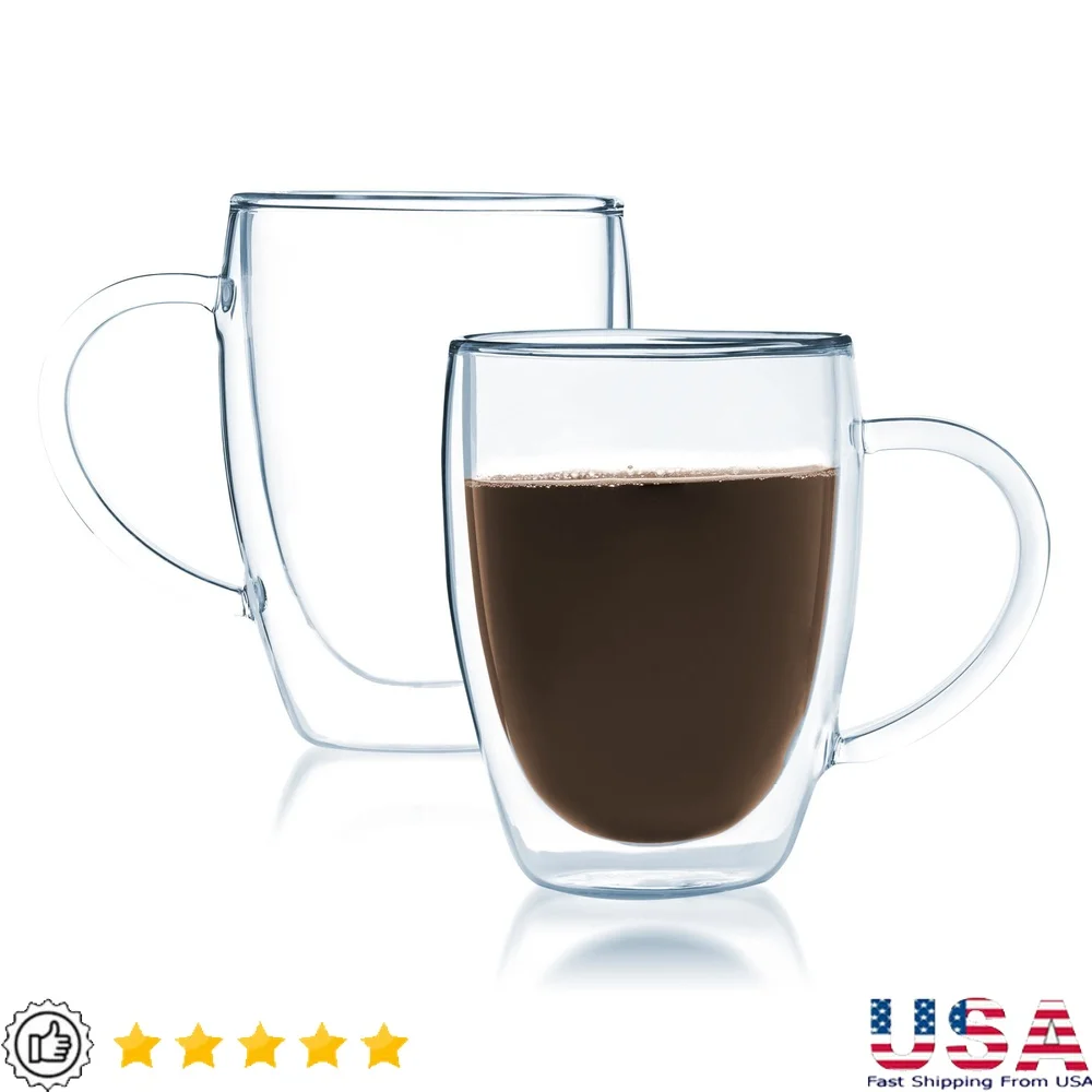 Double Walled Thermo Glass Mug Set of 2 Heat Resistant 12oz Clear Coffee Tea Cups Elegant Design Dishwasher Safe
Double Walled Thermo Glass Mug Set of 2 Heat Resistant 12oz Clear Coffee Tea Cups Elegant Design Dishwasher Safe
