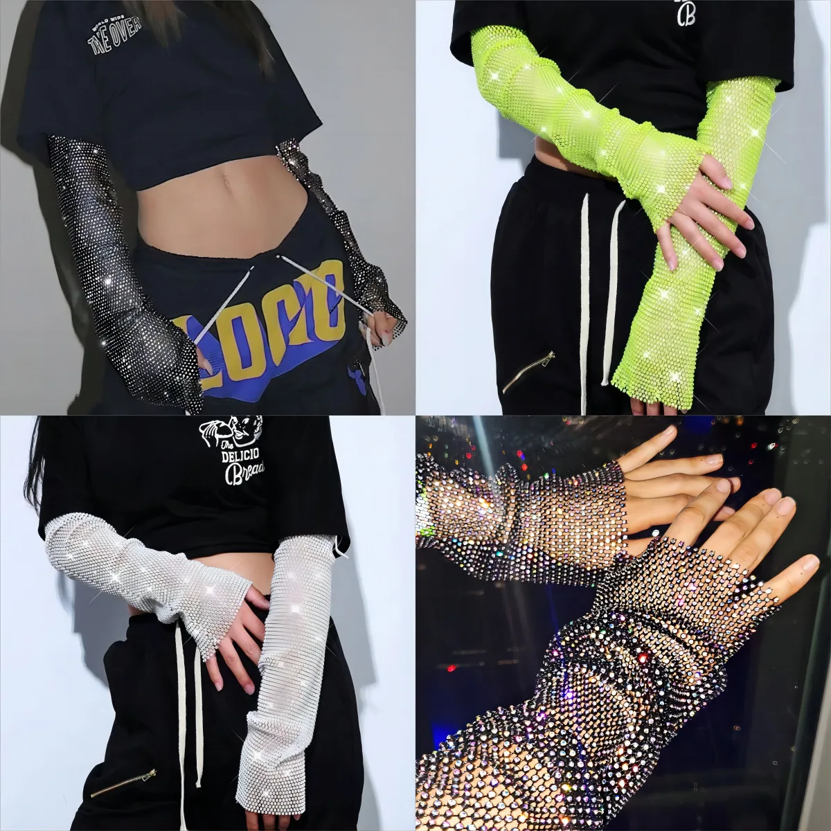 Sexy Nightclub Style Arm Sleeve Gloves with Hotfix Rhinestones Net Design Flashing Diamonds for Dancing Trendy Girls
Sexy Nightclub Style Arm Sleeve Gloves with Hotfix Rhinestones Net Design Flashing Diamonds for Dancing Trendy Girls