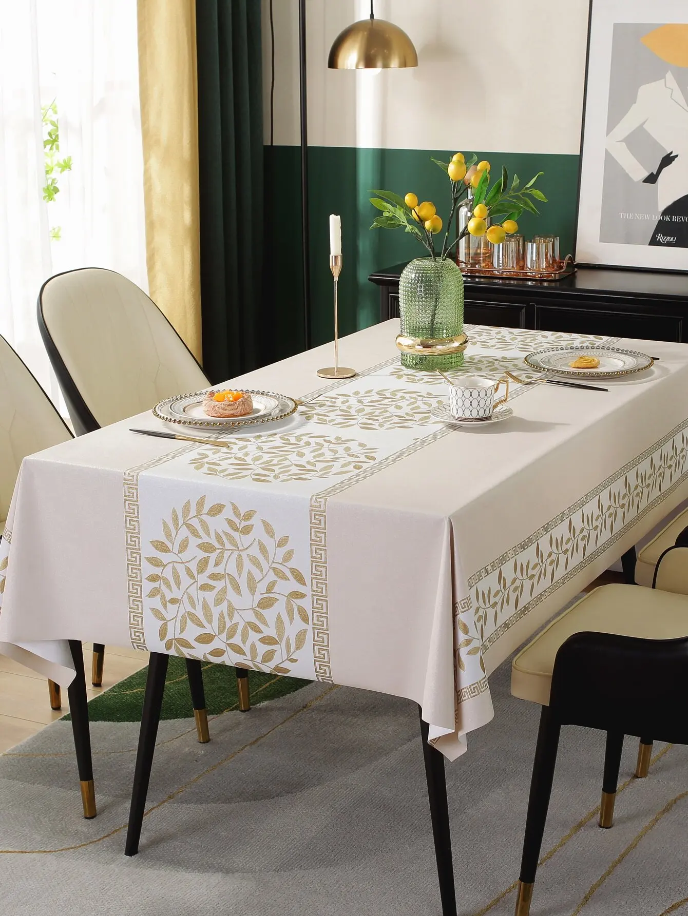 Elegant Gold Leaf Print PVC Tablecloth, Waterproof Oil-Proof Heat-Resistant Reusable Dining Table Cover
Elegant Gold Leaf Print PVC Tablecloth, Waterproof Oil-Proof Heat-Resistant Reusable Dining Table Cover