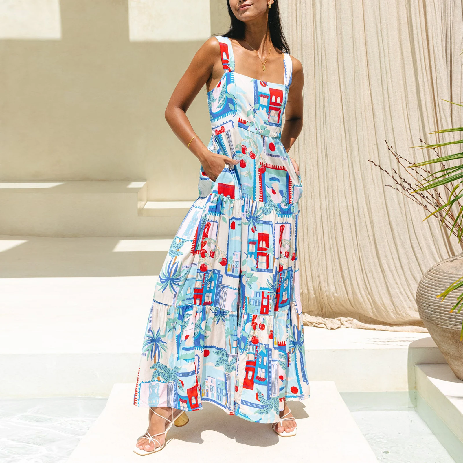 Women's Summer Long Slip Dress Sleeveless Low Cut Pattern Aesthetic Print Loose Dress Street Casual Wear
Women's Summer Long Slip Dress Sleeveless Low Cut Pattern Aesthetic Print Loose Dress Street Casual Wear