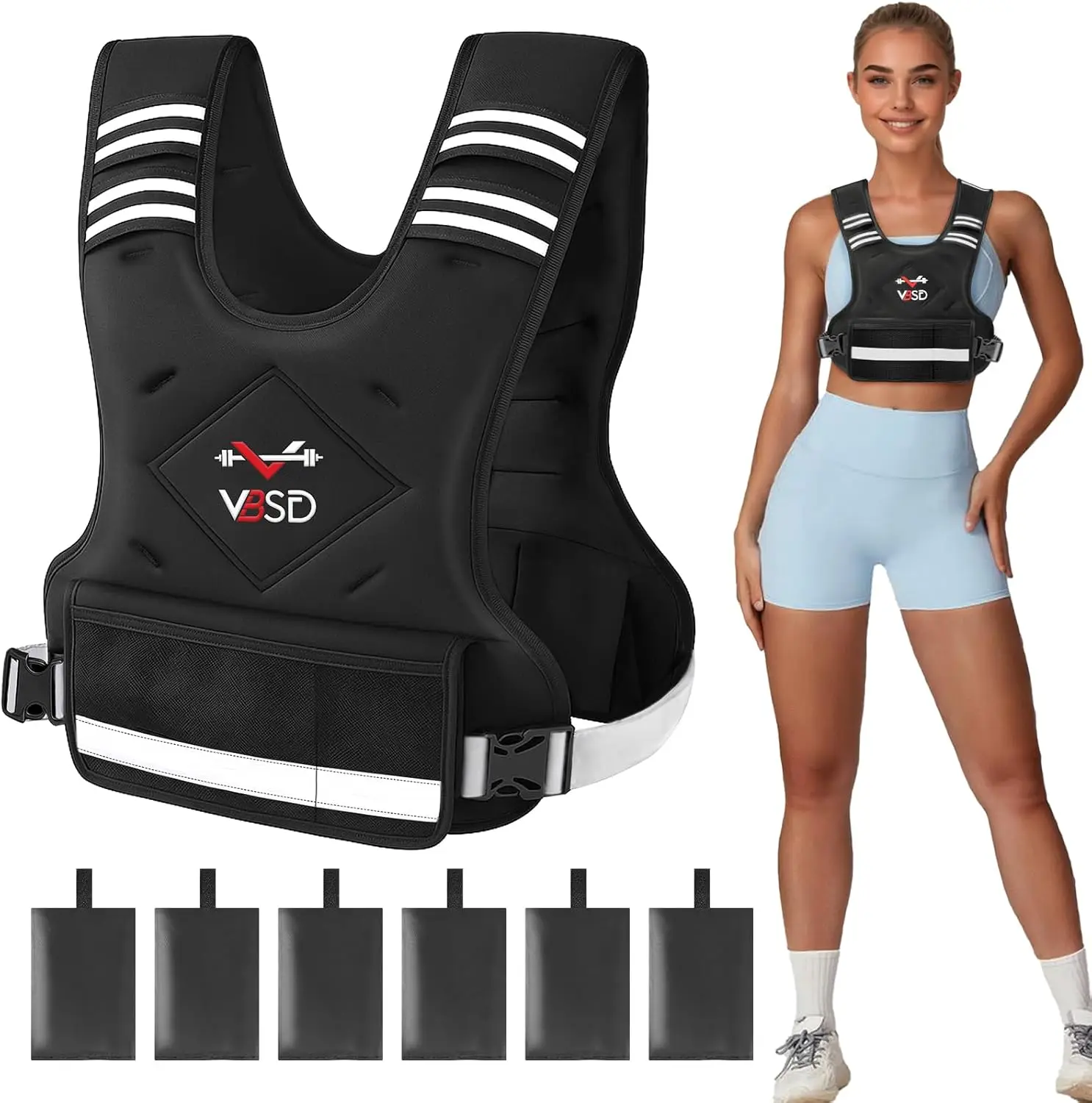 Adjustable Weighted Vest 4-32lb with Reflective Strip for Running Walking Strength Training Workouts
Adjustable Weighted Vest 4-32lb with Reflective Strip for Running Walking Strength Training Workouts