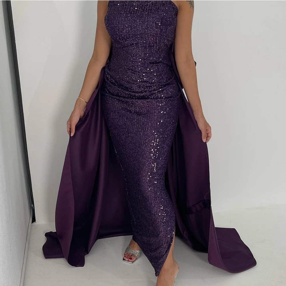 Exquisite Sequined Satin Evening Dresses Temperament Straight Ankle Length Strapless Sleeveless Custom Size Vestidos Para Mujer
Exquisite Sequined Satin Evening Dresses Temperament Straight Ankle Length Strapless Sleeveless Custom Size Vestidos Para Mujer