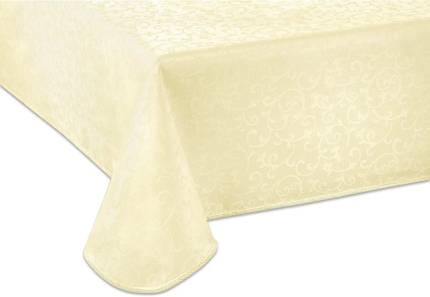 Oblong Tablecloth 60x120 Inches, Ivory Damask Scroll Design, Elegant Cotton-Polyester Blend for Dining Table
Oblong Tablecloth 60x120 Inches, Ivory Damask Scroll Design, Elegant Cotton-Polyester Blend for Dining Table