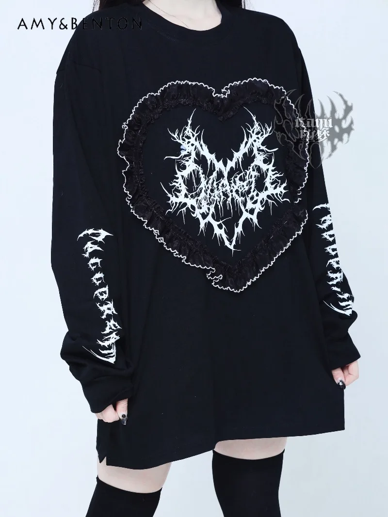 Original Dark Heart Print Long Sleeve T-Shirt Women Harajuku Style Subculture Gothic Round Neck Oversized T Shirt Hot Girl Tops
Original Dark Heart Print Long Sleeve T-Shirt Women Harajuku Style Subculture Gothic Round Neck Oversized T Shirt Hot Girl Tops
