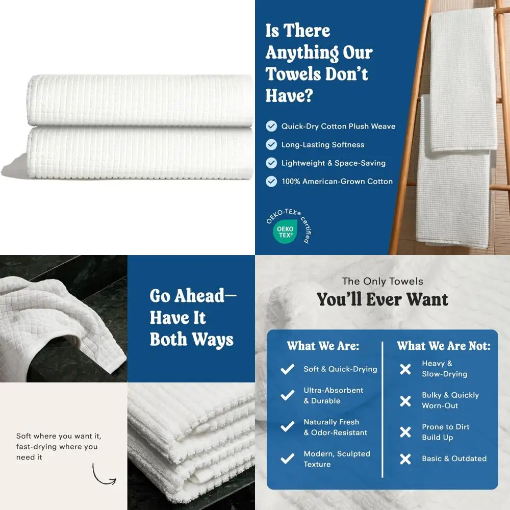 Роскошный набор хлопковых вафельных банных полотенец - 2-х предметные быстросохнущие впитывающие полотенца для ванной комнаты, мягкие, легкие, прочные, большие
Роскошный набор хлопковых вафельных банных полотенец - 2-х предметные быстросохнущие впитывающие полотенца для ванной комнаты, мягкие, легкие, прочные, большие