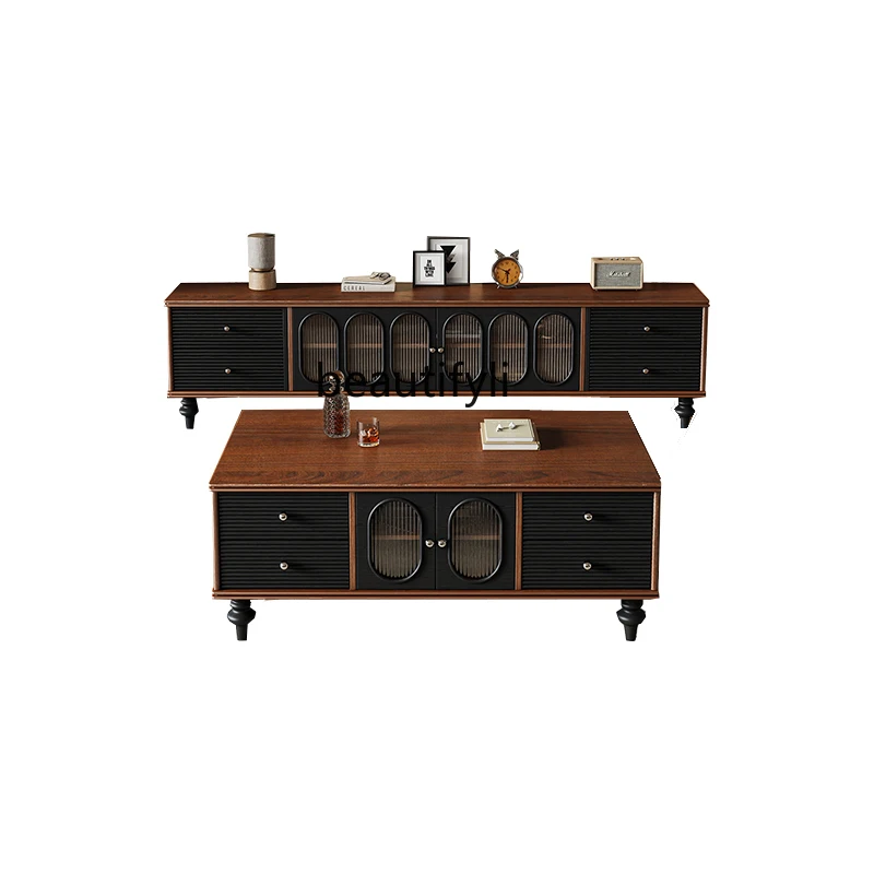 French TV cabinet coffee table solid wood antique TV cabinet solid wood retro bedroom storage
French TV cabinet coffee table solid wood antique TV cabinet solid wood retro bedroom storage