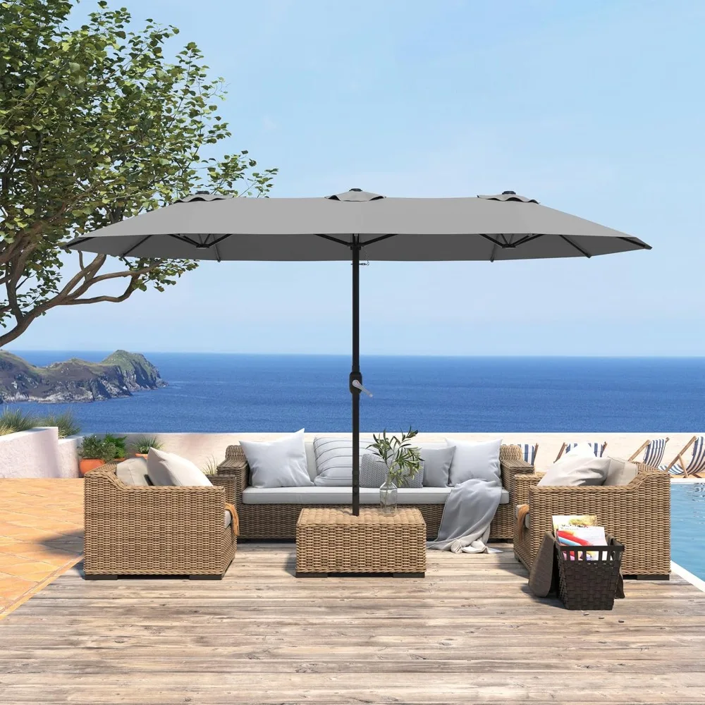 15ft Patio Umbrella with Base, Large Outdoor Double-Sided Rectangle Umbrella with Crank Handle, Market Umbrella for Garden
15ft Patio Umbrella with Base, Large Outdoor Double-Sided Rectangle Umbrella with Crank Handle, Market Umbrella for Garden