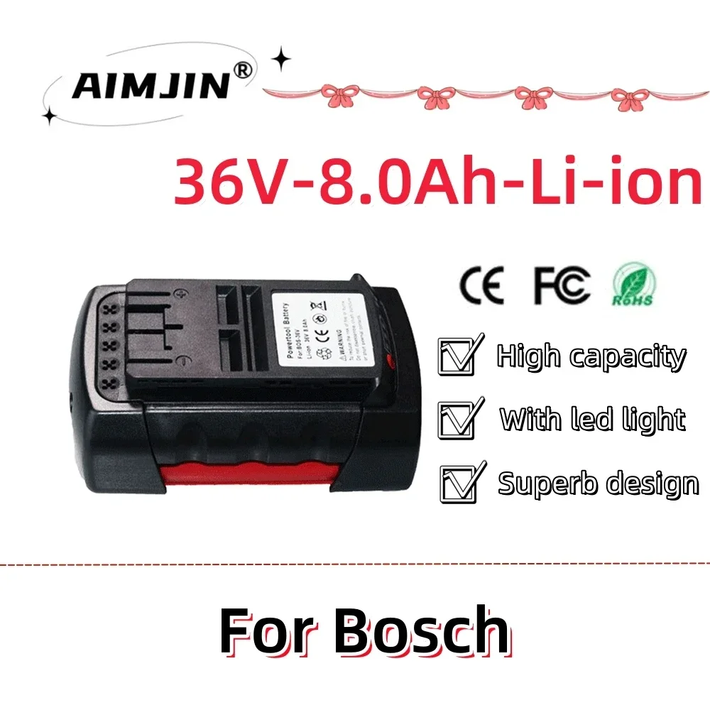Сменные литий-ионные батареи 36 В 8000 мАч для BOSCH LI-Ion BAT810 BAT836 BAT840 GBH36V-LI электроинструментов
Сменные литий-ионные батареи 36 В 8000 мАч для BOSCH LI-Ion BAT810 BAT836 BAT840 GBH36V-LI электроинструментов