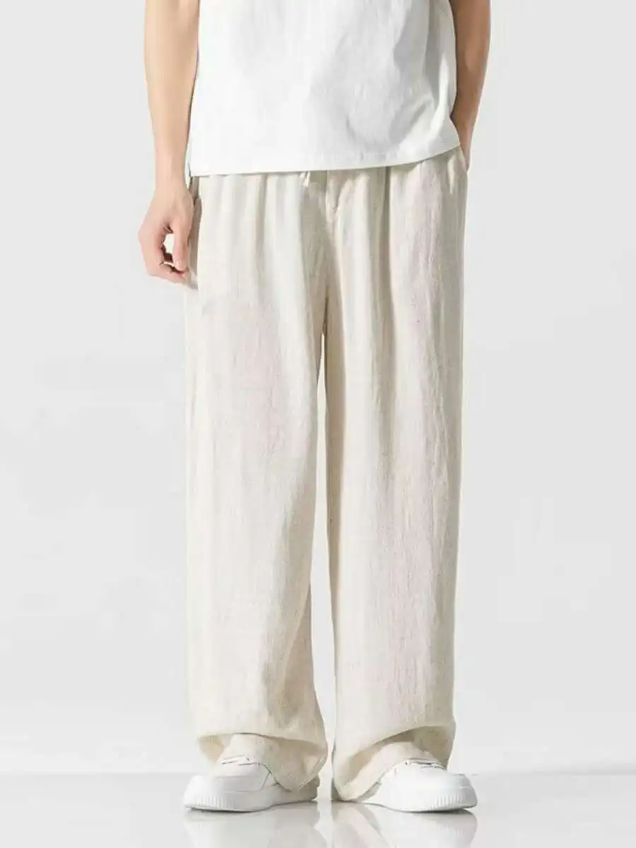 Loose Men's Cotton Linen Spring Pants Drapey Straight Leg Casual Breathable Versatile Comfortable Fit All Season Long Trousers
Loose Men's Cotton Linen Spring Pants Drapey Straight Leg Casual Breathable Versatile Comfortable Fit All Season Long Trousers