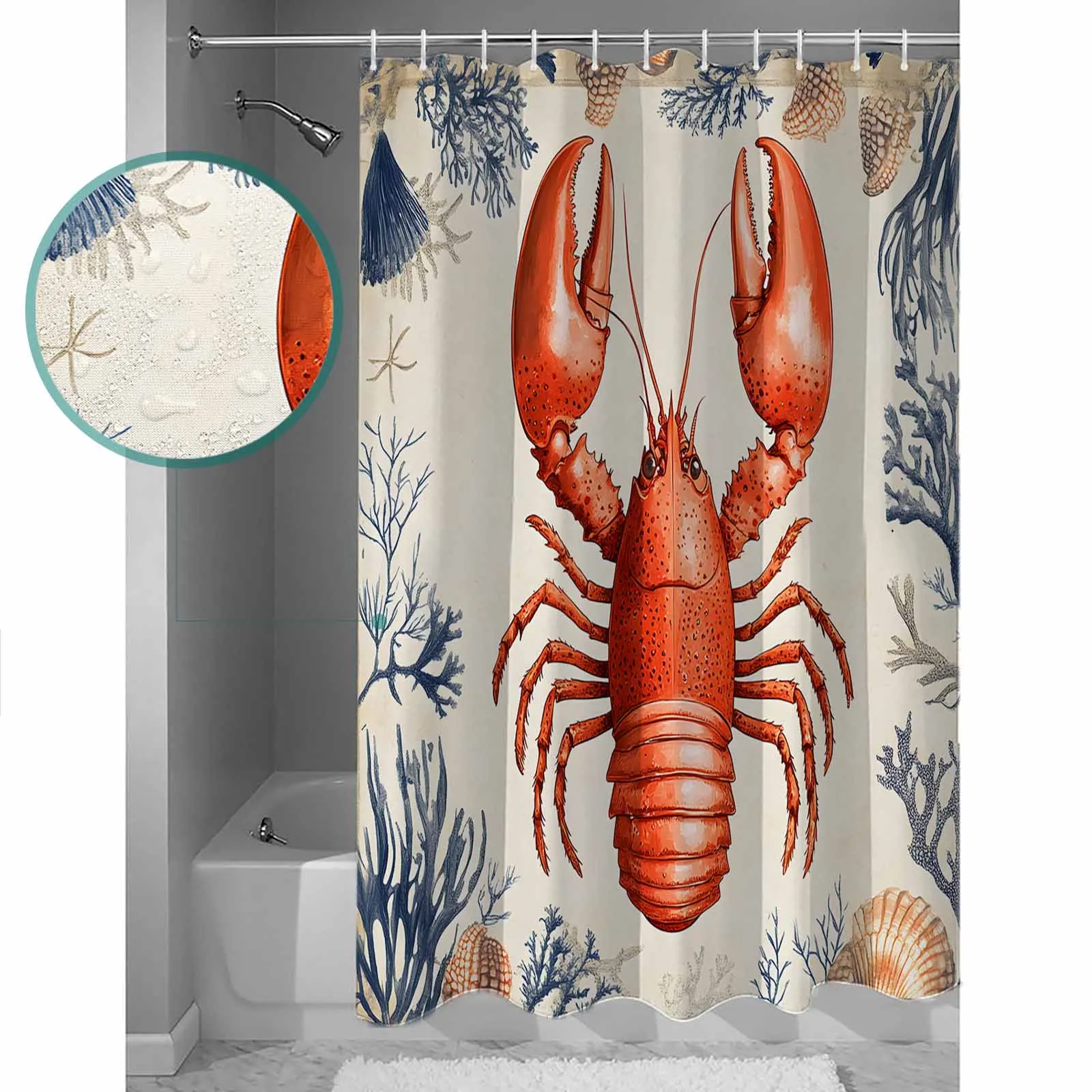 Retro Ocean Lobster Shower Curtain High Quality Bathroom Waterproof Fabric Toilet Simple Style Decor
Retro Ocean Lobster Shower Curtain High Quality Bathroom Waterproof Fabric Toilet Simple Style Decor