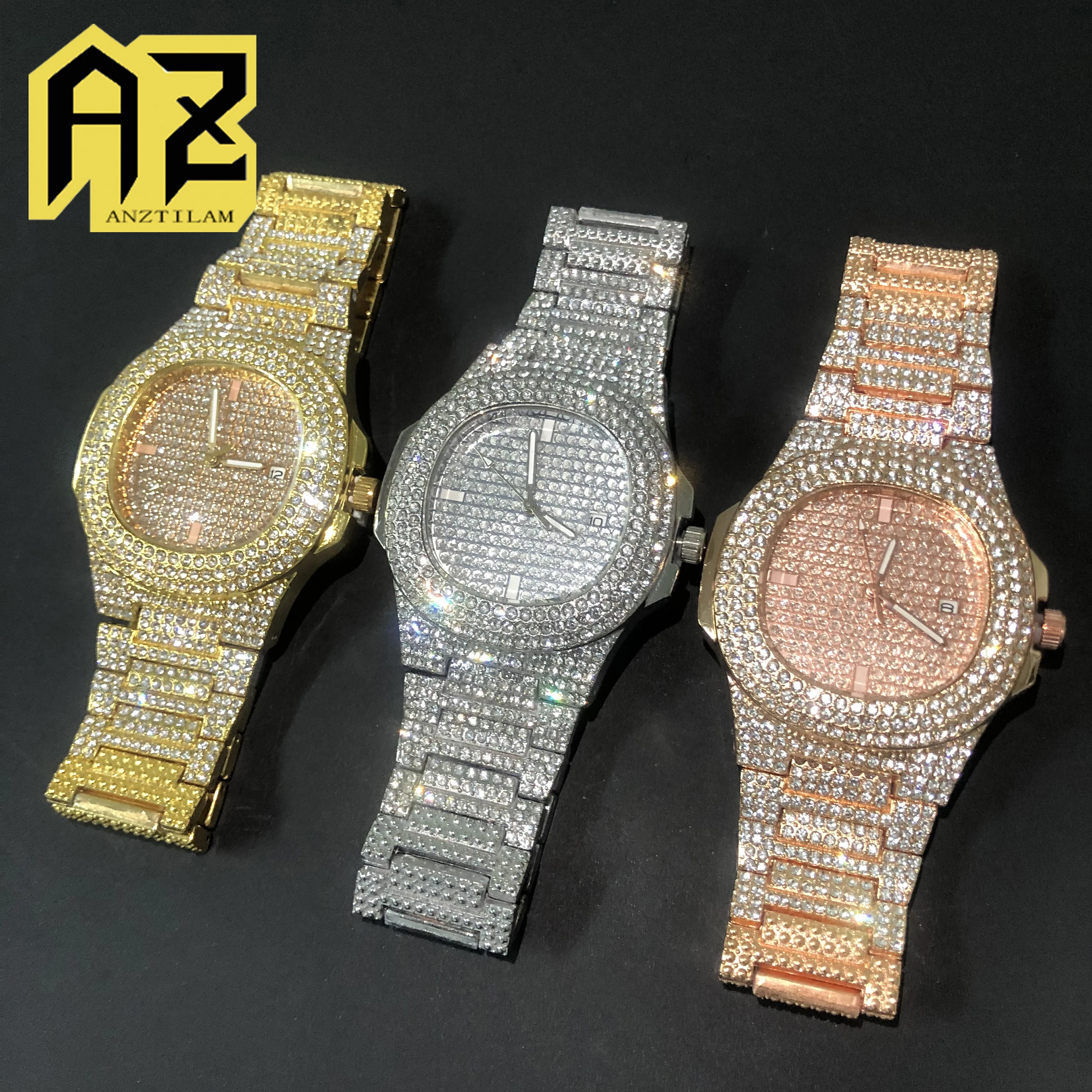 AZ Hip Hop Iced Out Watch Quartz Watches For Men Luxury Male Clock Masculino Alloy Jewelry Free Shipping
AZ Hip Hop Iced Out Watch Quartz Watches For Men Luxury Male Clock Masculino Alloy Jewelry Free Shipping