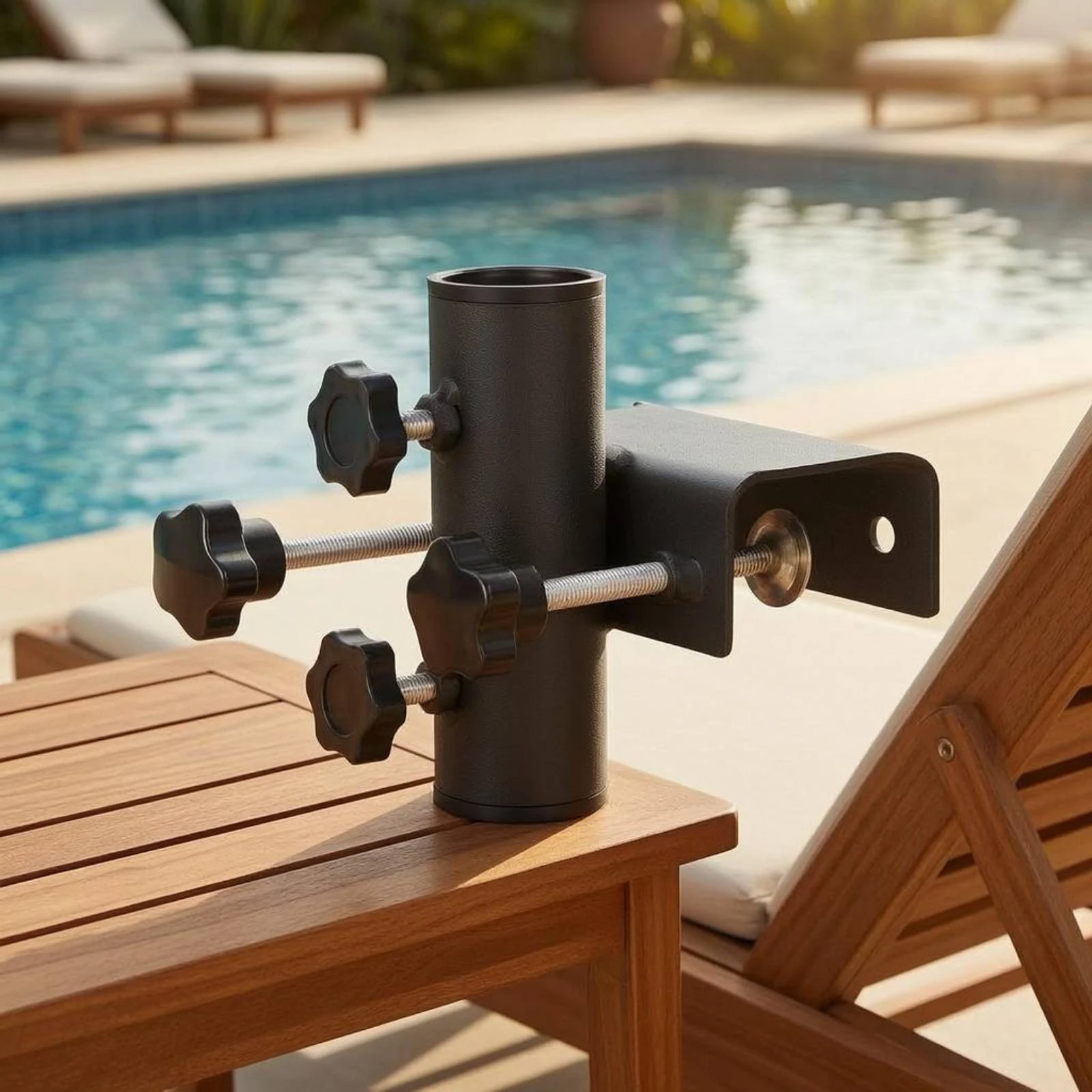 Railing Umbrella Clamp Black Matte Umbrella Clamp Bracket Outdoor Hardware Hand-Tightening Screws Threaded Metal Rods for Deck
Railing Umbrella Clamp Black Matte Umbrella Clamp Bracket Outdoor Hardware Hand-Tightening Screws Threaded Metal Rods for Deck