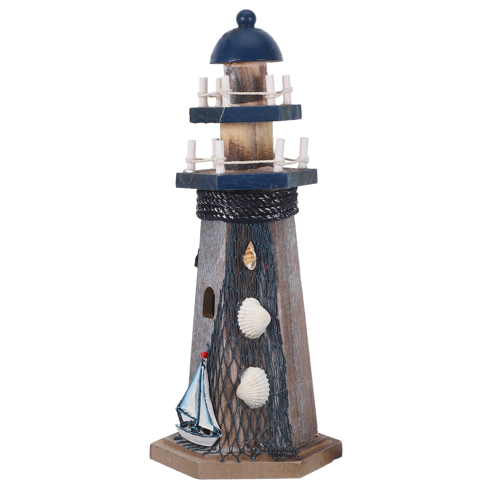 Wooden Nautical Lighthouse Ornament Mediterranean Style Lighthouse Statue With Mini Sail Boat Ocean Theme Tabletop Sculpture 
Wooden Nautical Lighthouse Ornament Mediterranean Style Lighthouse Statue With Mini Sail Boat Ocean Theme Tabletop Sculpture