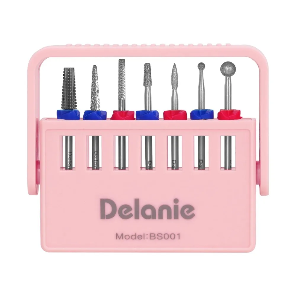 Delanie Professional Nail Drill Bit Set, 7 Pieces with Holder, Carbide and Diamond Bits, Model BS001
Delanie Professional Nail Drill Bit Set, 7 Pieces with Holder, Carbide and Diamond Bits, Model BS001