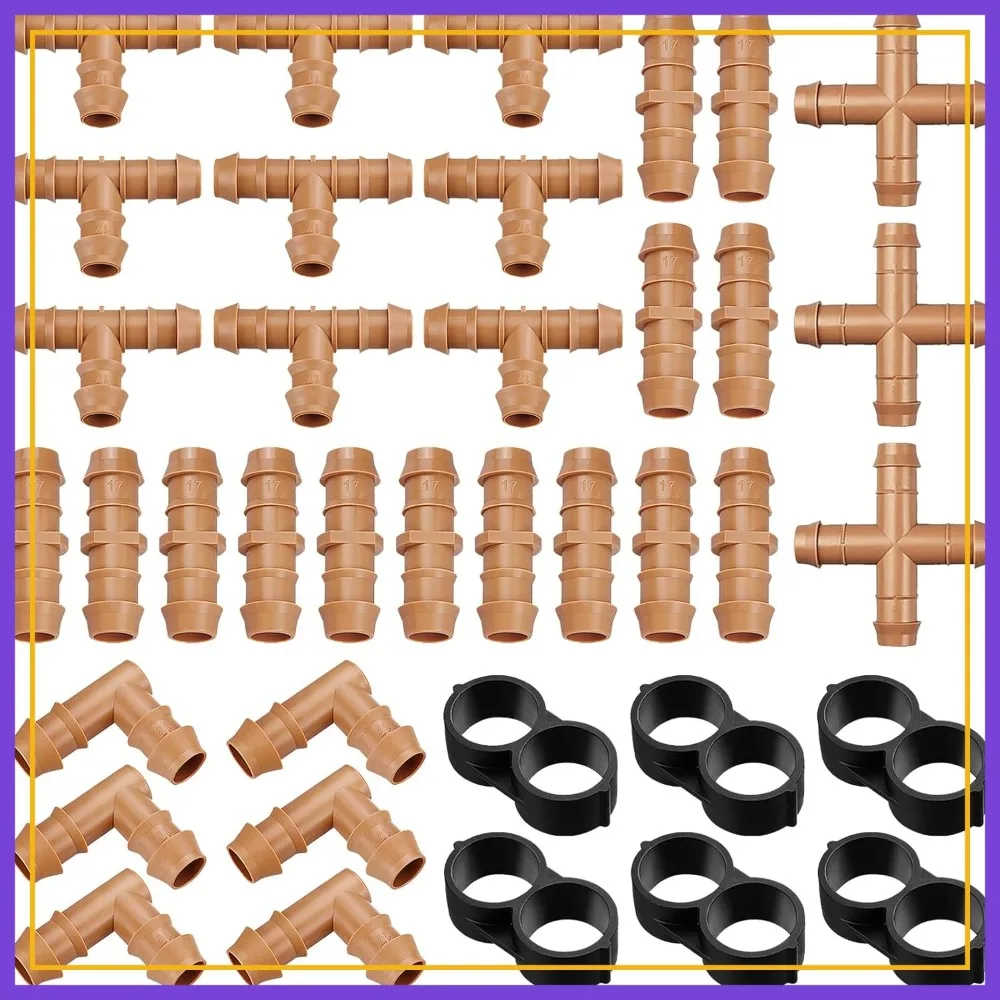 38Pcs Drip Irrigation Fittings Kit for 1/2" Tube, 14 Couplings 9 Tees 6 Elbows 6 End Caps 3 Cross Connectors
38Pcs Drip Irrigation Fittings Kit for 1/2" Tube, 14 Couplings 9 Tees 6 Elbows 6 End Caps 3 Cross Connectors