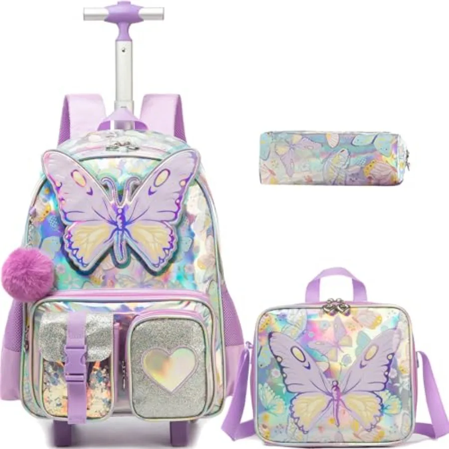 Rolling Backpack for Girls Backpack with Wheels for Elementary Student School Bag with Lunch Box Pencil Case for Girls Ages 6-8
Rolling Backpack for Girls Backpack with Wheels for Elementary Student School Bag with Lunch Box Pencil Case for Girls Ages 6-8