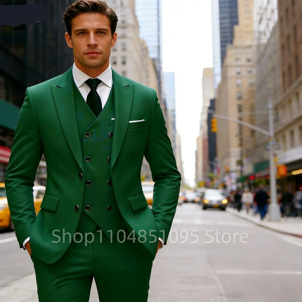 Elegant Green 3Pcs Wedding Suit for Men Slim Fit Peak Lapel Formal Jacket Vest Pants Tuxedo Set Best Man Groom Male
Elegant Green 3Pcs Wedding Suit for Men Slim Fit Peak Lapel Formal Jacket Vest Pants Tuxedo Set Best Man Groom Male
